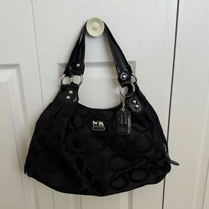 Coach Black Shoulder Bag with Signature Pattern